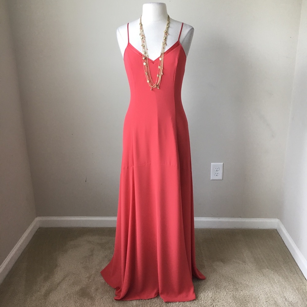 Tie lace up slip maxi coral dress - Picture 6 of 7